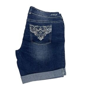 Amethyst Shorts Womens Size 18 Embroidered Sequin Pockets Cuffed Jeans Shorts